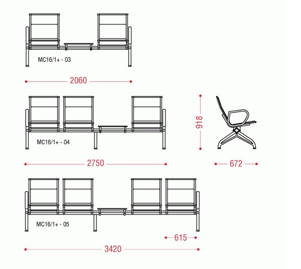 Двухместная секция Aero plus 2П со столиком фото 2