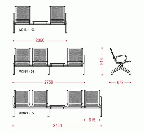 Трехместная секция Aero plus 2П со столиком без МЭ фото 2